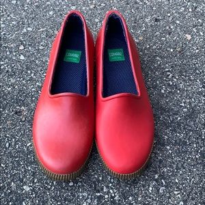 red waterproof loafers